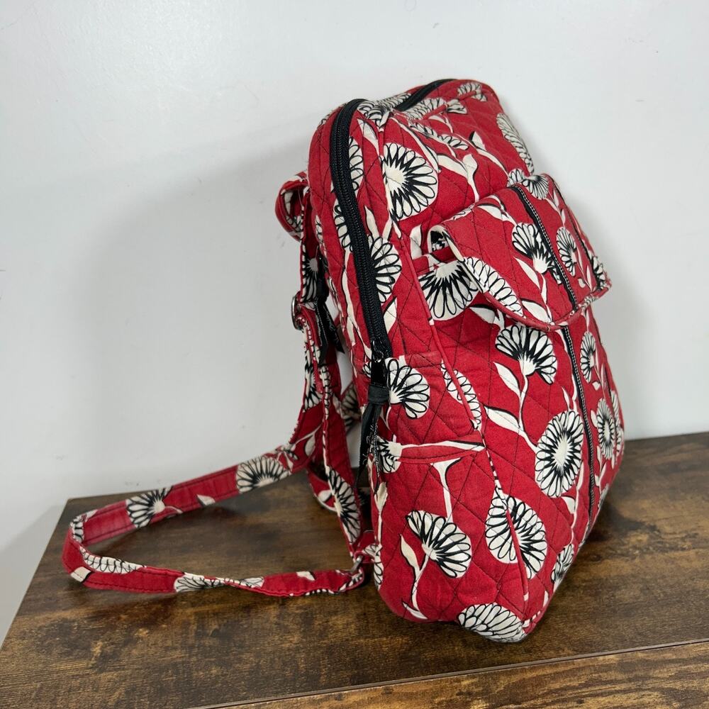 Vera Bradley Floral Red & White Deco Daisy Purse Backpack Small Bag USA Made